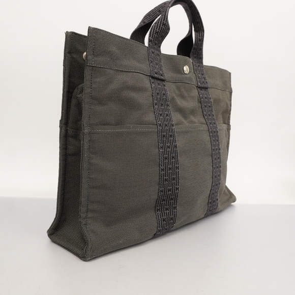 Auth Hermes Her Line Yale Line MM Women's Canvas Tote Bag Black - Picture 2 of 11